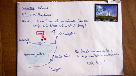 Escribe una carta sin saber la dirección y dibuja un mapa en el sobre en su lugar