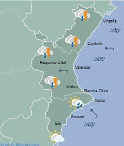 El tiempo en Valencia, Alicante y Castellón: posibles tormentas y máximas en descenso