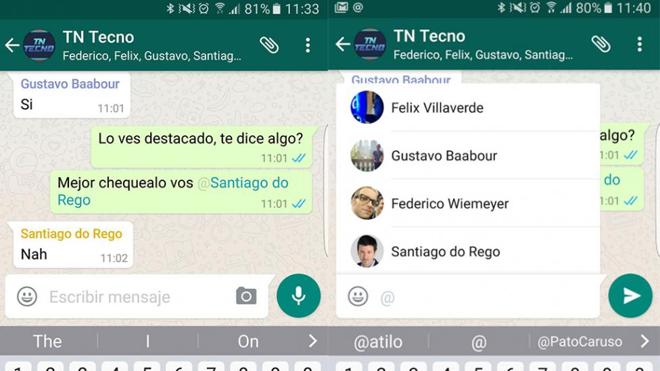 Ya puedes mencionar a los miembros de un grupo en Whatsapp