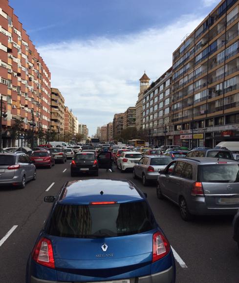 Mañana de atascos en Valencia