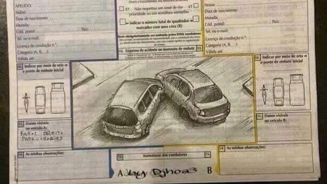 Un parte de accidente de tráfico con arte