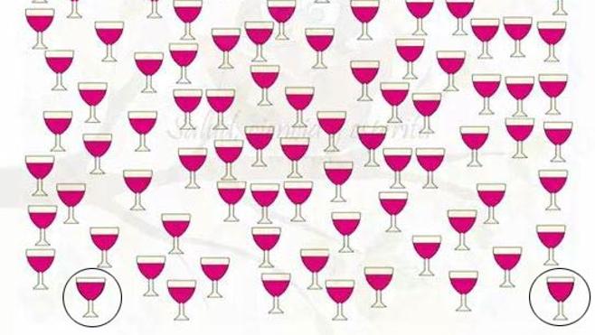 Solución | ¿Qué dos copas de vino están más llenas?