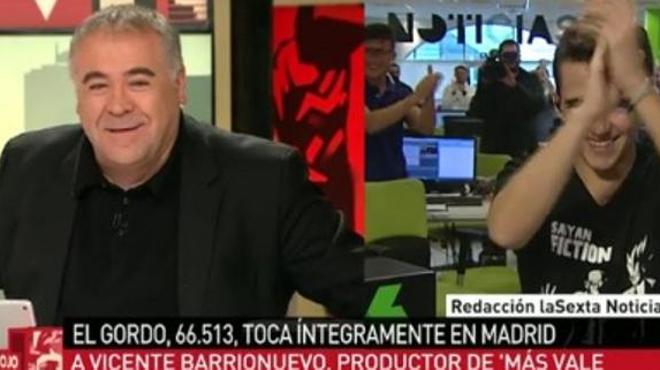 Le toca el Gordo a un trabajador de La Sexta y Ferreras le da el día libre en directo