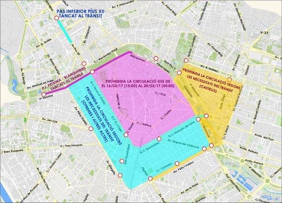 Consulta las calles y tramos cortados para las Fallas 2017