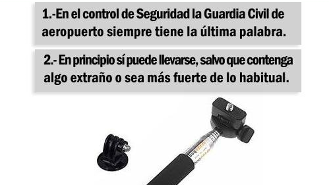 ¿Puedo llevar un palo selfie sin facturar al viajar en avión?