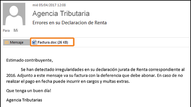Detectan un peligroso virus que llega por correo electrónico relacionado con la campaña de la Renta