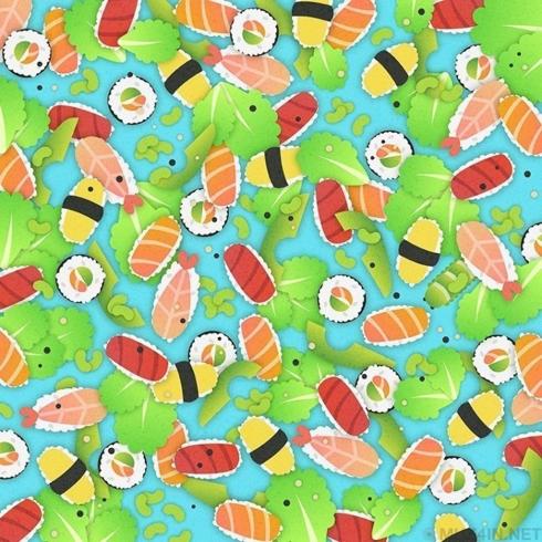 Encuentra al gusando entre el sushi