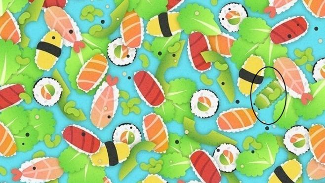Solución | Encuentra al gusando entre el sushi